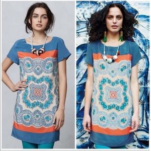 Anthropologie Meadow Rue Printed Silk Shift Dress